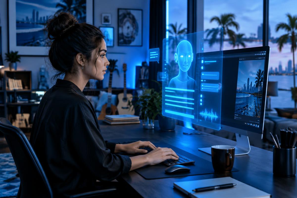 Marketing team reviewing AI-assisted search content together
