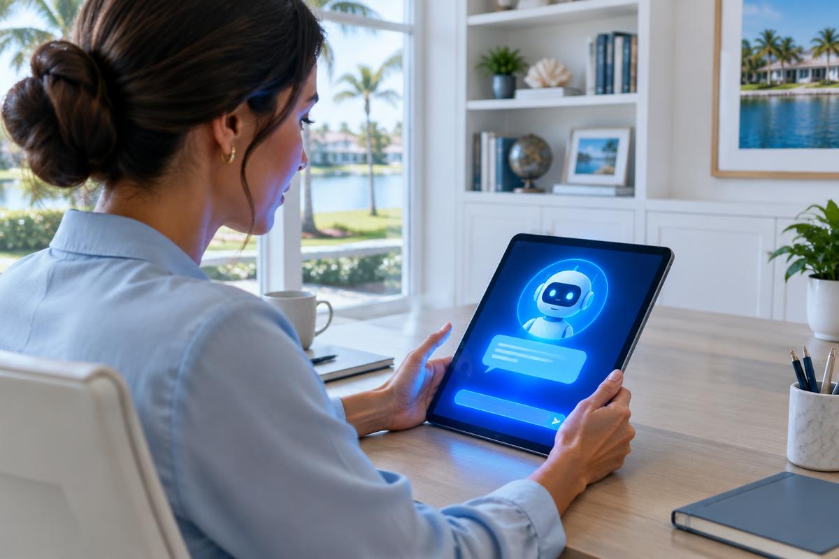 Conceptual AI search results on a glass display