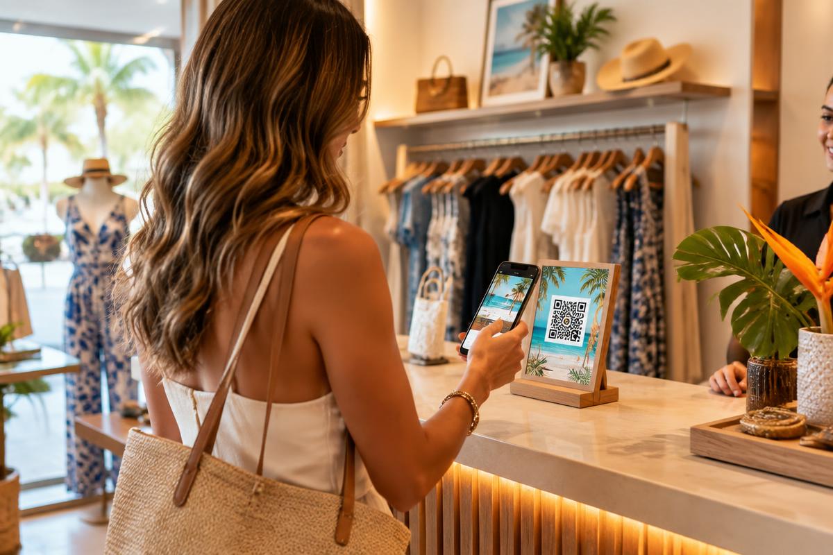 Local business owner reviewing online customer activity