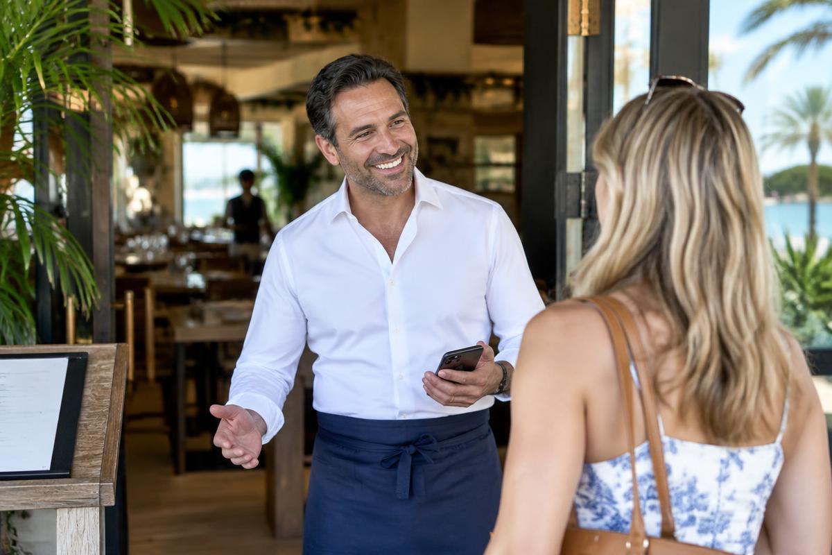 South Florida business owner in conversation with a customer