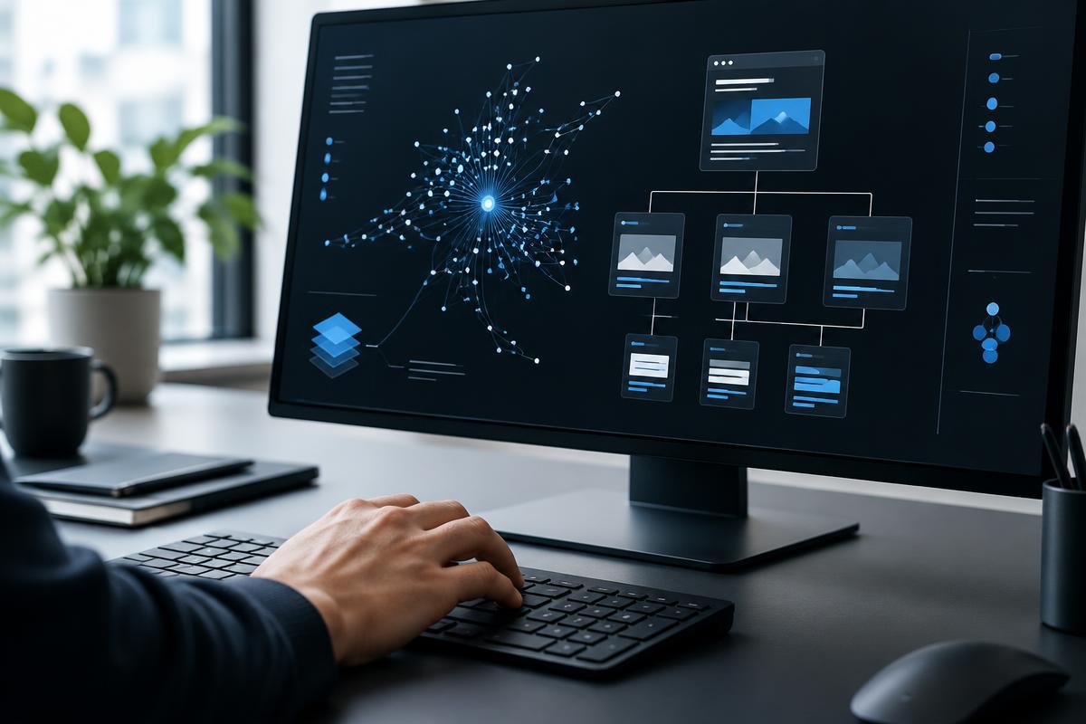 Website structure and search data displayed on a desktop screen